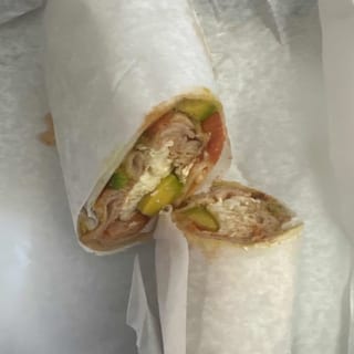 4. Three Egg Whites Wrap with Honey Turkey and Sliced Avocado
